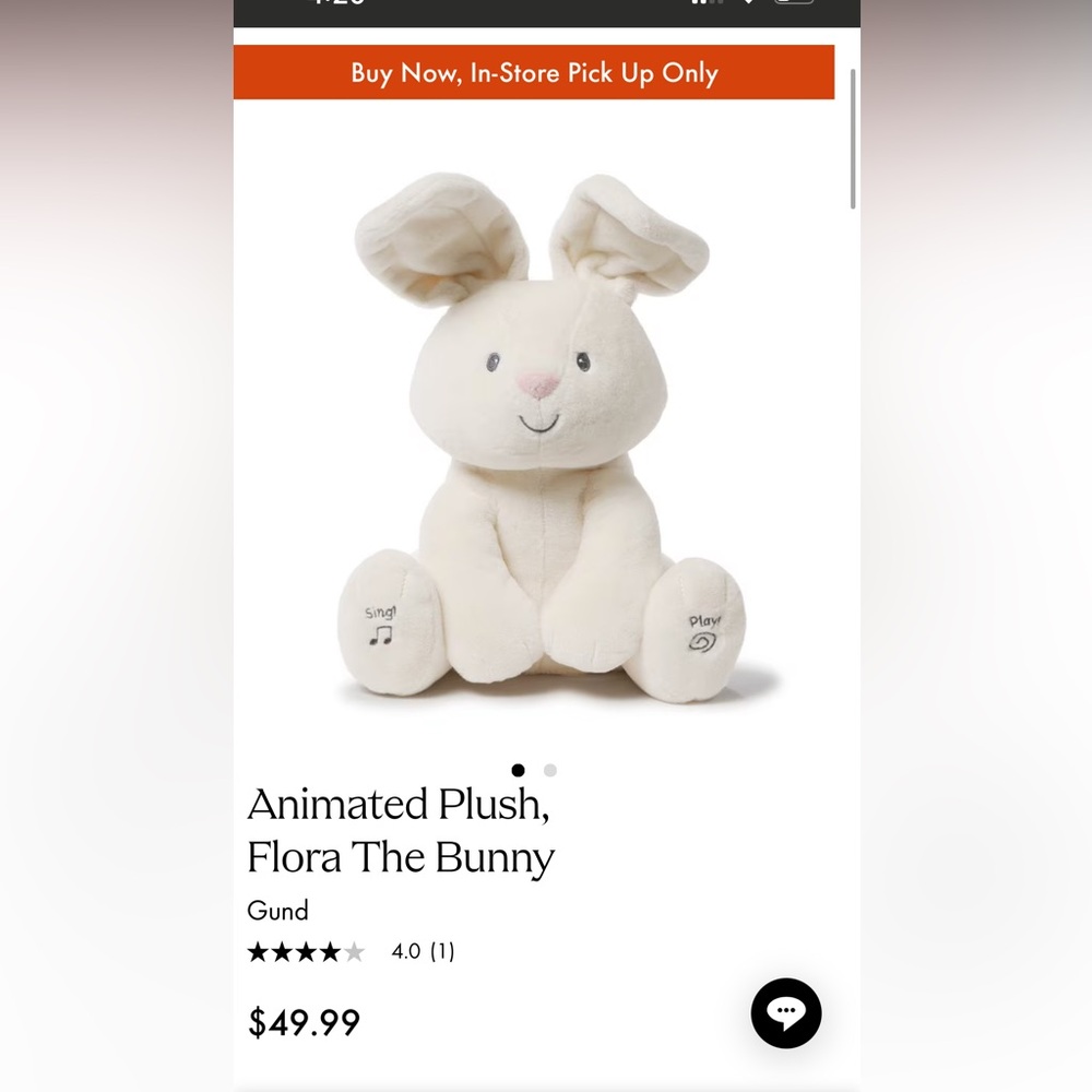 Gund Animated Plush Flora The Bunny